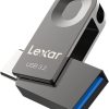 Lexar E32C 64GB Type-C USB Flash Drive, USB-A&USB-C 3.2 Gen 1 Dual Drive OTG 100MB/s Read, Thumb Drive Swivel Design Jump Drive for USB 3.0/2.0, Memory Stick for Android Smartphone, Laptop, PC
