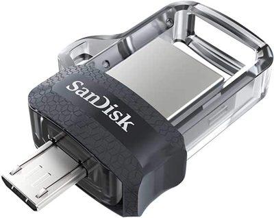 SanDisk 128GB Ultra Dual Drive m3.0 for Android Devices and Computers - microUSB, USB 3.0 - SDDD3-128G-G46, Black