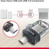 SanDisk 128GB Ultra Dual Drive m3.0 for Android Devices and Computers - microUSB, USB 3.0 - SDDD3-128G-G46, Black