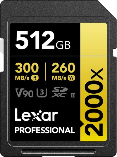 81sAqe+UJ4L._AC_SL1500_ Lexar 512GB Professional 2000x SDXC Memory Card, UHS-II, C10, U3, V90, Full-HD & 8K Video, Up to 300MB/s Read, for DSLR, Cinema-Quality Video Cameras (LSD2000512G-RNNNU)